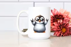Funny Penguin Smiling, Rocker Sign | Sublimation Clipart Product Image 2