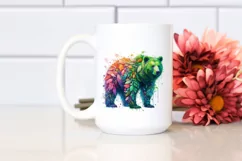 Vibrant Bear with Plant Leaves, PNG Product Image 2