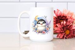 Colorful Baby Arctic Tern under Moon and Flowers | Clipart Product Image 2