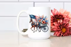 Watercolor Horse Wagon with Flowers Clipart Product Image 2