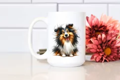 Colorful Watercolor Cute Funny Collie Clipart Product Image 2