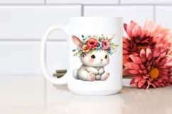 Cartoon-Style Bunny Flower Crown | Watercolor Product Image 2