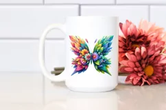 Abstract Vibrant Plant Leaves and 3D Flowers Butterfly PNG Product Image 2