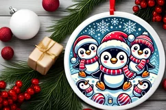 Round Christmas Ornament Sublimation|Clipart Product Image 1
