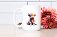 Baby Highland Cow on Street Corner, Watercolor PNG Product Image 2