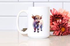 Baby Highland Cow on Street Corner, Watercolor PNG Product Image 2