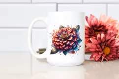 Colorful Glossy Zinnia Watercolor Splash | Flower Sticker Product Image 2