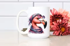 Smiling Flamingo Boho Watercolor | Sublimation Clipart Product Image 2