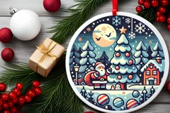 Round Christmas Ornament Sublimation|Clipart Product Image 2