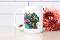 Abstract Watercolor Frame with Plant Leaves PNG Product Image 2