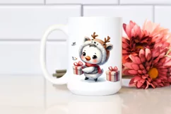 Swan in Winter with Reindeer Horns PNG Product Image 2