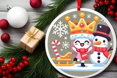 Round Christmas Ornament Sublimation|Clipart Product Image 1