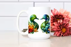 Abstract Vibrant Plant Leaves and 3D Flowers Duck Frame PNG Product Image 2