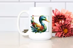 Abstract Vibrant Plant Leaves and 3D Flowers Duck Frame PNG Product Image 2