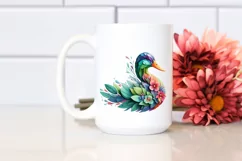 Abstract Vibrant Plant Leaves and 3D Flowers Duck Frame PNG Product Image 2