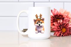 Expressive Akita with Reindeer Horns PNG Product Image 2
