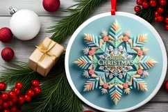Snow Flake Christmas Round Cute Ornament Sublimation Product Image 1