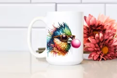 Fun and Colorful Bird with Sunglasses Blowing Chewing Gum | Product Image 2
