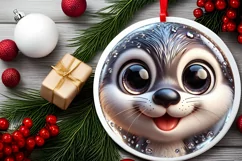 Christmas Otter Round Ornament Sublimation PNG Product Image 2