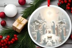 Round Christmas Ornament Sublimation|Clipart Product Image 2