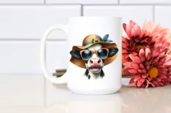 Cow Cow Portrait with Sun Hat Clipart Product Image 2