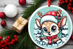Round Christmas Ornament Sublimation|Clipart Product Image 2