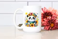 Whimsical Sun Flowers, Cute Baby Panda | Sublimation | Product Image 2