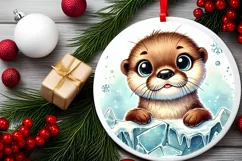 Round Christmas Ornament Sublimation|Clipart Product Image 1