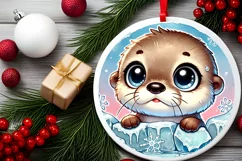 Round Christmas Ornament Sublimation|Clipart Product Image 1