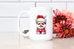 cute Watercolor Pomeranian with Santa Hat Product Image 2