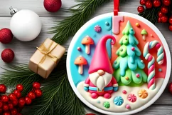 Round Christmas Ornament Sublimation|Clipart Product Image 1