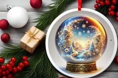 Round Christmas Ornament Sublimation|Clipart Product Image 1