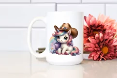 Cute Baby Unicorn with Cowboy Hat Clipart Product Image 2