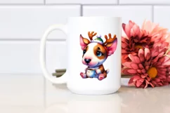 Bull Terrier with Reindeer Horns, Transparent PNG Product Image 2