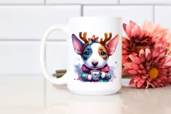 Bull Terrier with Reindeer Horns, Transparent PNG Product Image 2