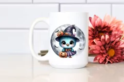 Digital Painting Baby Peacock on Halloween Moon PNG Product Image 2