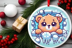 Round Christmas Ornament Sublimation|Clipart Product Image 1