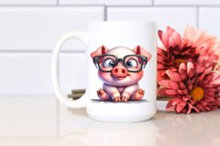 Confused Funny Pig Watercolor Clipart Product Image 2
