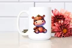 Vibrant Cute Baby Old Plush Hippo | Watercolor Flower Product Image 2