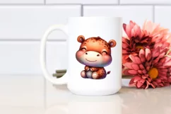 Vibrant Cute Baby Old Plush Hippo | Watercolor Flower Product Image 2