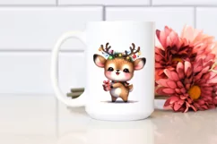cute Watercolor Deer with Reindeer Horns and Lights Product Image 2