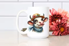 Enthusiastic Cow Portrait with Sun Hat | Clipart Product Image 2