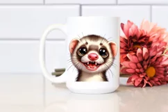 Confused Funny Ferret Watercolor Clipart Product Image 2