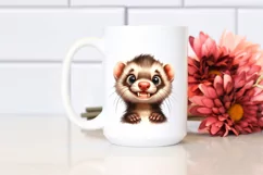 Confused Funny Ferret Watercolor Clipart Product Image 2