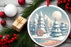 Round Christmas Ornament Sublimation|Clipart Product Image 2
