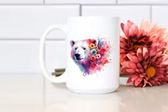 Artistic Vibrant Polar Bear Watercolor Clipart Product Image 2