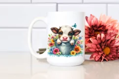 Cute Baby Cow Cub in Watery Bucket | Sublimation | Clipart Product Image 2