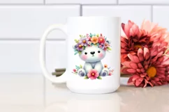 Vibrant Cartoon-Style Polar Bear Sitting on Flower | Clipart Product Image 2