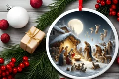 Round Christmas Ornament Sublimation|Clipart Product Image 2