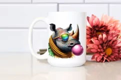 Colorful Rhino Watercolor Clipart Product Image 2